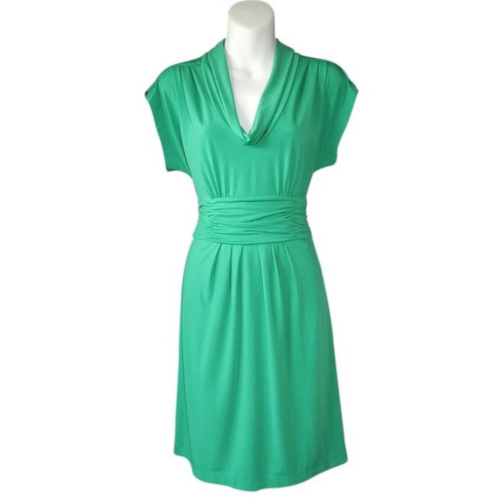 BCBGMaxazria Green Drape Cowl Neck Dress